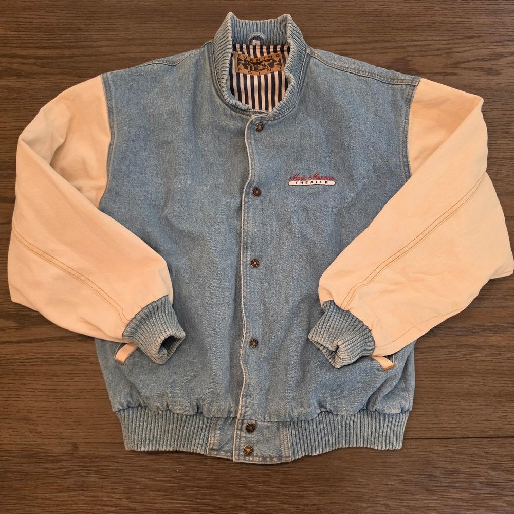 Vintage Turning Point Denim Varsity Jacket Music Mansion Fly Eagle Fly Blue L